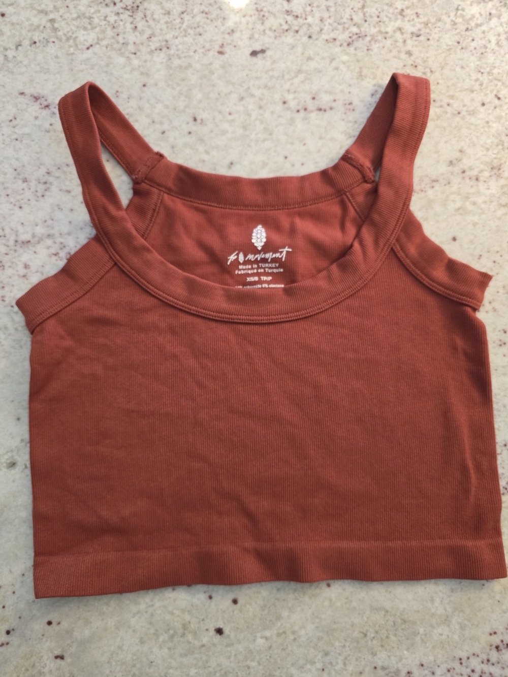 Free People Movement Rust Ribbed Cropped Tank Top